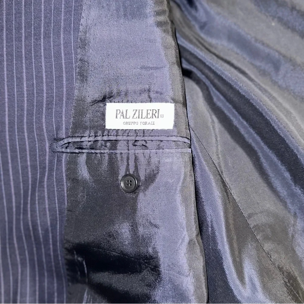 Pal Zileri Men’s Made in Italy Navy Blue Pinstripe Wool Sport Coat Blazer ~ 48L